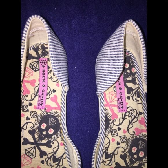 Rock & Candy by Zigi Munchie Flats Size 7 Striped Fabric Sneaker Blue White - Picture 6 of 10